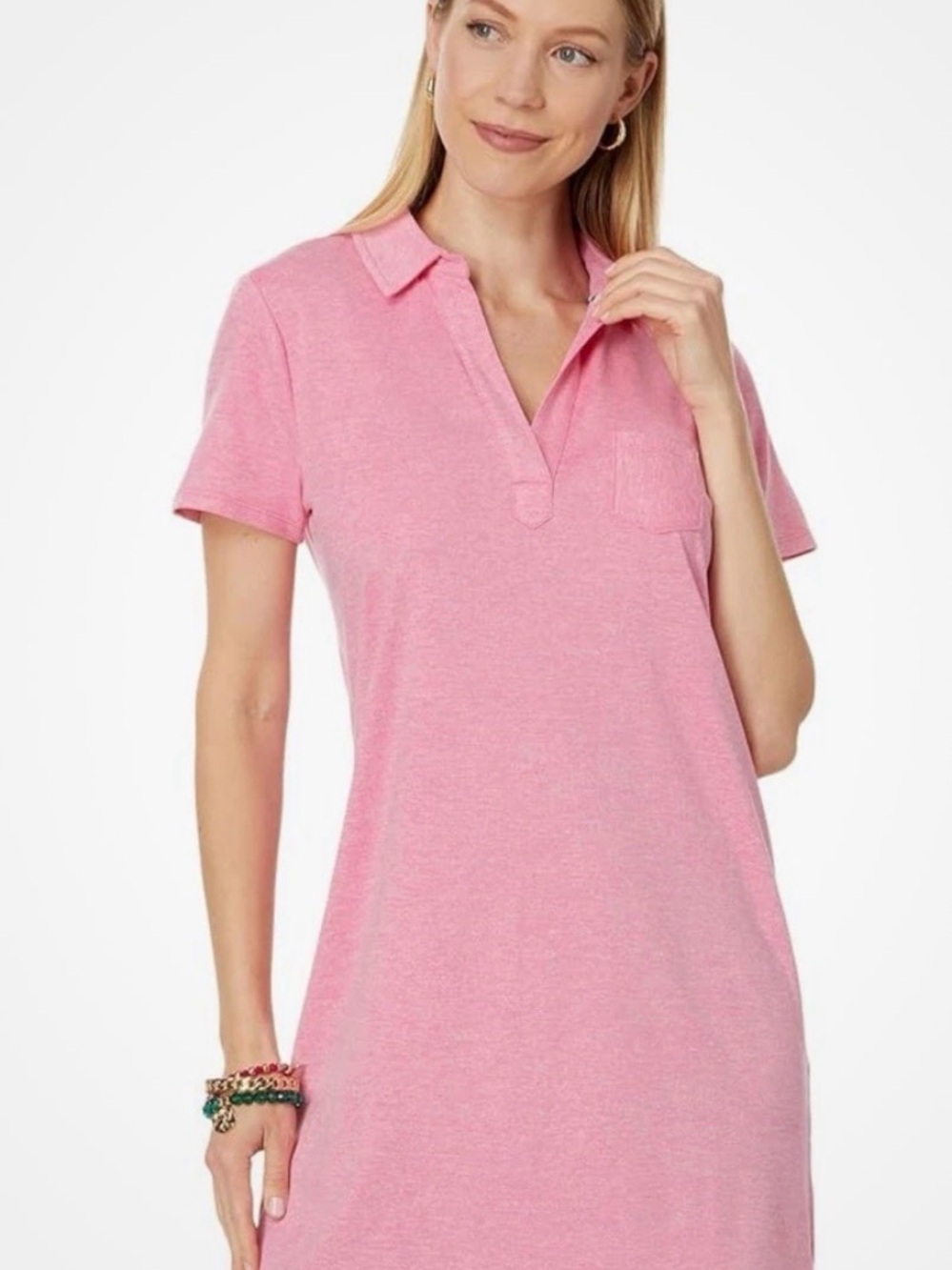 NEW Heathered Pink Lilly Pulitzer Dune Short Sleeve Polo Shirt Dress S NWT